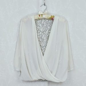 Maurices | Draped Front Sheer V-Neck Blouse | S